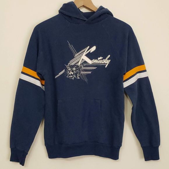 Vintage Tops - Vintage Kentucky Navy Hooded Sweatshirt, sz M